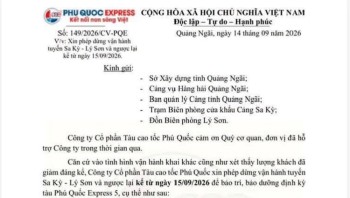 Phú Quốc Express 5 tạm dừng tuyến Sa Kỳ - Lý Sơn để bảo dưỡng định kỳ